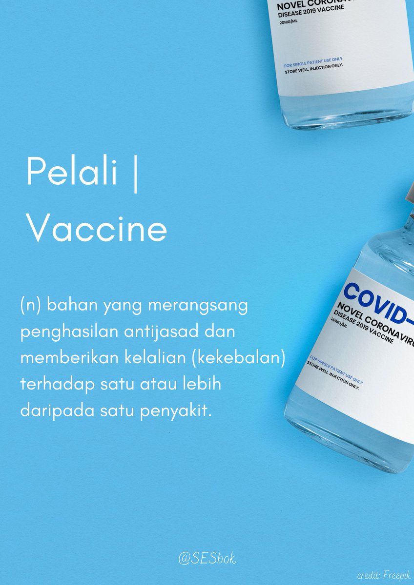 SEsbok's tweet photo. Let's learn some terms in Malay regarding vaccine!💉✨

#cadangterjemah #petuaterjemah https://t.co/KM48x1lozU