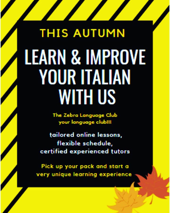 LanguageZebra's tweet photo. This #Autumn🍁🍂🍃 learn and improve your #Spanish &amp; #Italian with us!
🍁 Join our very unique #ConversationClub
🍁 Pick up a pack on our #OneToOne #TailoredOnlineLessons 
🍁 Enroll yourself in #TheZebraLanguageClub #AutumnWorkshops (CET-Madrid Time- UCT+01:00). We are back!!! https://t.co/uSUwst4pja
