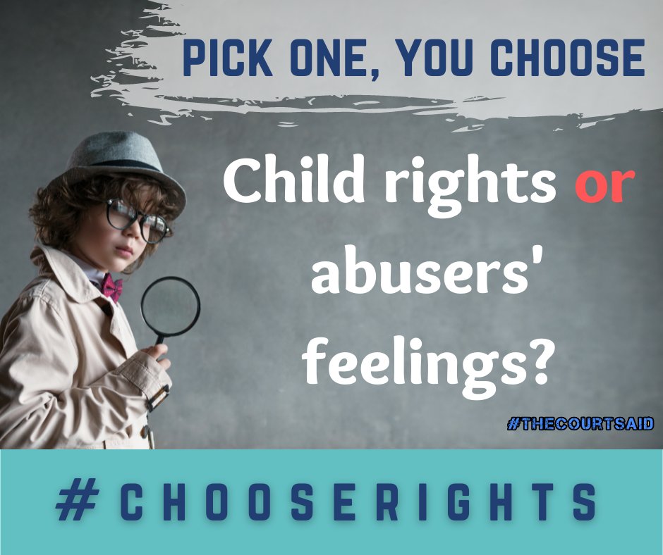 NataliePage's tweet image. The DA Act says that children won't have rights to limit contact with someone who harmed them. If you think child rights are more important than abuser's feelings visit
thecourtsaid.org/take-action/ and take part in the  government's consultation today. 
#chooserights
