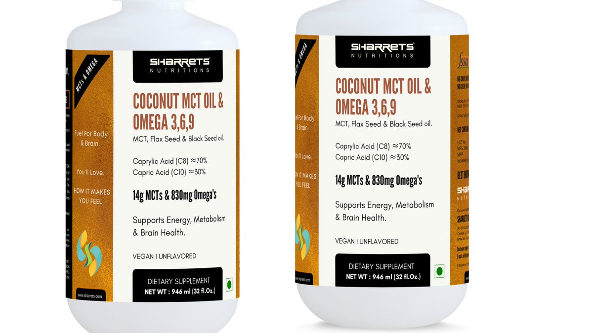 sharretsindia's tweet photo. Sharrets Vegan, Gluten Free Coconut MCT oil with omega 3 6 &amp; 9. NO: Added artificial Colors, Flavors, or Preservatives
Order: https://t.co/tzWkgU0glN
Website: https://t.co/CCalCUvz0F
#fatloss #weightloss #weightlossjourney #weightlossdiet #weightlosstips #weightlosstransformation https://t.co/hsKx3TfaMf