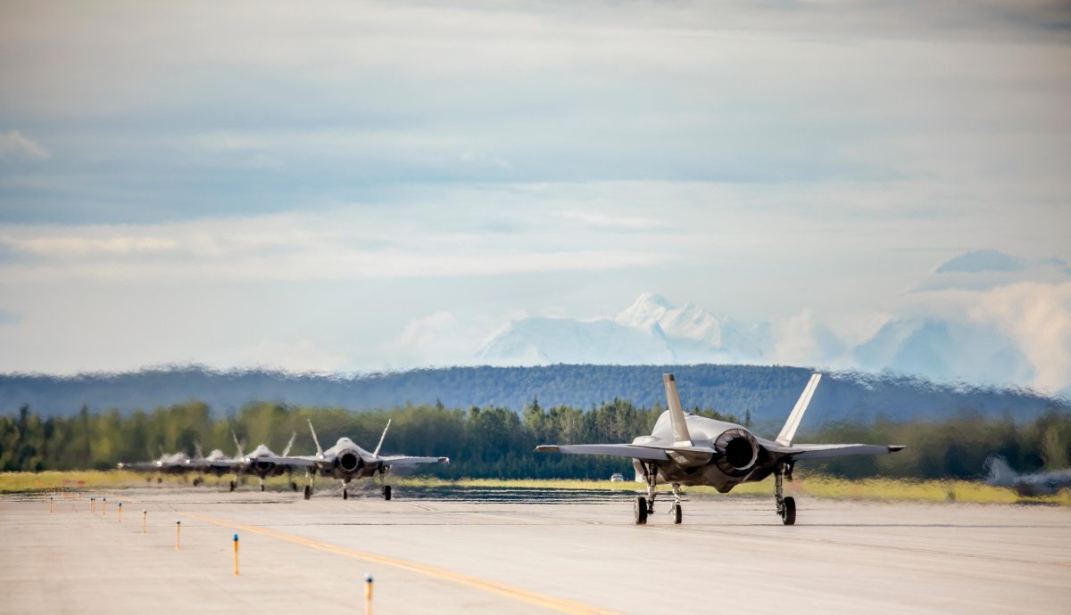 Four #AusAirForce #F35A Lightning II aircraft from No. 3 Squadron during Exercise Red Flag Alaska. It's the first time that <a href="/AusAirForce/">Royal Australian Air Force</a> F-35A aircraft deployed overseas from Australia. 💪🇦🇺

📷: SGT Rodney Welch

<a href="/USAirForce/">U.S. Air Force</a> #YourADF #AlliesAndPartners
