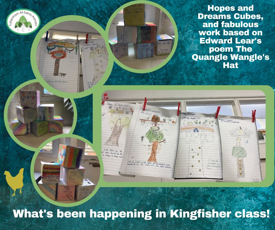 Kingfishers class have done some fabulous work based on Edward Lear's poem - The Quangle Wangle's hat.  Just look at the Crumpets Tree pictures!  Good work Kingfishers! #learningtogether #schoolcommunity <a href="/L3arnAT/">Learn-AT</a>