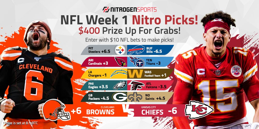 NitrogenSports's tweet photo. π¨More #NitroPicks on #Kickoff2021
Win a bigger prize on betslip buy-in NitroPicks!
Predict the teams that will cover ATS on selected NFL Week 1 games and enter with NFL bets* for a shot at winning the $400 prize!
Submit entry: https://t.co/UxFYzqGbR0 https://t.co/ZICZ7d7kR5