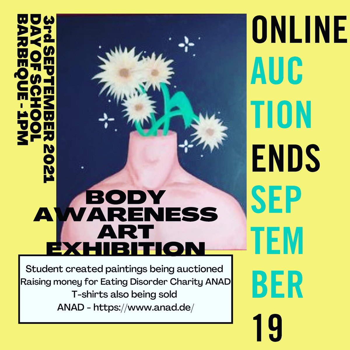 Don't forget to bid on the striking artwork created by DP2 students to raise money for the eating disorders charity, ANAD. You can view and bid on the artwork at the link below. Bidding closes Sunday, September 19th!

shoffmann22.wixsite.com/my-site-4 (link in Instagram bio)