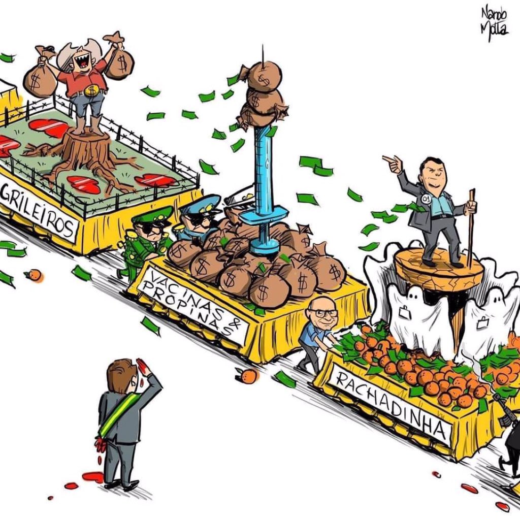 Olha essa tag do gado vira-lata President Bolsonaro vê se isso não te mata de vergonha Brasil. Ah, e as faixas que carregam nos carões e caminhões zerinho dos empresários escritas em inglês, pura vassalagem! Muuuuuu
