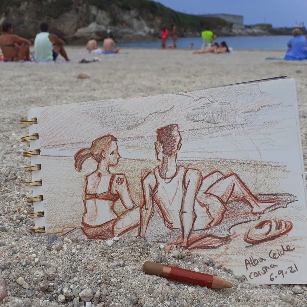 Alba_Ceide's tweet photo. Yesterday I drew these couple in As Lapas beach in A Coruna

#drawingpeople #drawingbeach #drawingsummer #sketchpencil #sketchonlocation #sketchbook #sketchoftheday #bocetosdelnatural #bocetosalapiz #lifedrawings #acoruña #acoruñaarte #praiagalicia #gali… https://t.co/xIPLtHnzIQ https://t.co/jF7urS8vBx