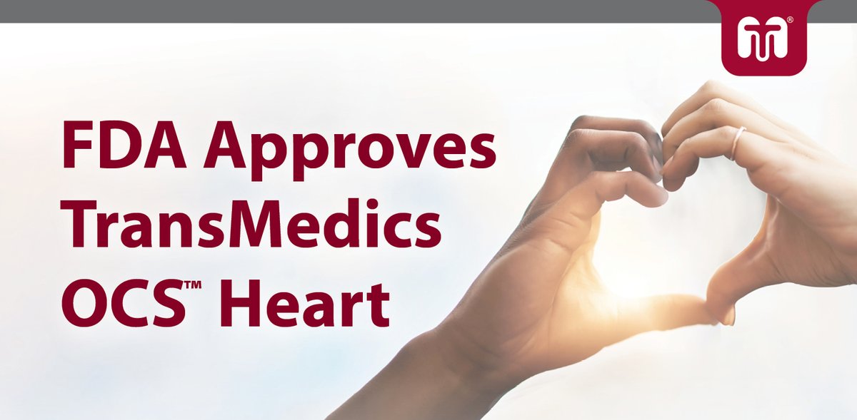 TransMedics Receives FDA Approval for its OCS Heart System Enabling Broader Utilization of Donor Hearts for Transp... prn.to/3DSBcCc #TransMedics #OCSHeart #HeartTransplant #OrganCareSystem