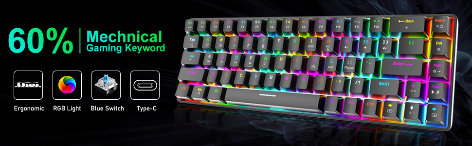 Manbasnake__Q's tweet image. 60% RGB gaming mechanical keyboard adopts ergonomic design and multiple RGB backlight modes. Blue switch.#keyboard #keyboards #mouse #Keyboard #RGBkeyboard #mechanicalkeyboard  #mechkeyboard #customkeyboard #customkeycaps #gamingkeyboard #gamingcommunity #gamingsetup #pcgaming😍