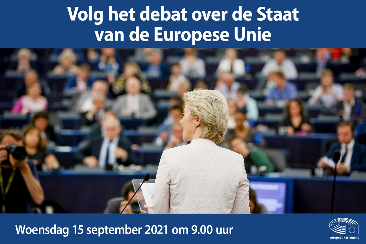 Kijk morgenochtend live om 9u naar het debat over de Staat van de Europese Unie - een terugblik op het werk tot hiertoe en de plannen voor de toekomst 👉 bit.ly/2X2Y3Kz
