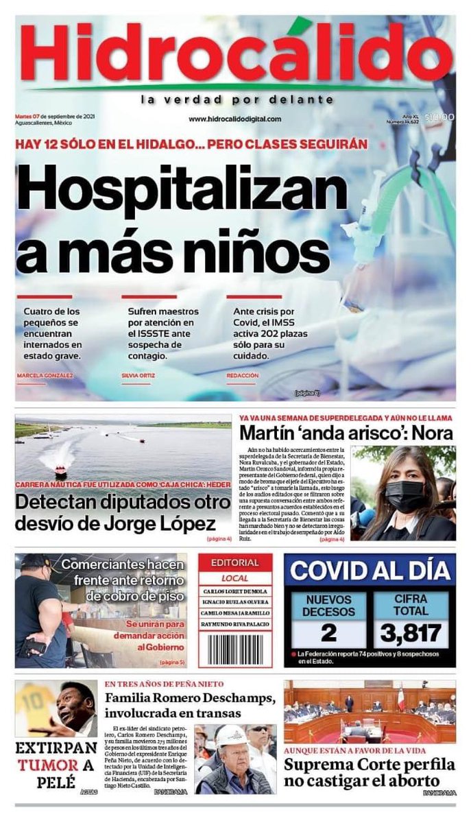 JLMNoticias's tweet image. Hoy en la de 8 del @hidrocalidod, ¡Hospitalizan a más niños! Tan solo en el #HospitalHidalgo hay 12; pero las clases seguirán. Además, detectan diputados otro desvío de Jorge López, la carretera náutica fue utilizada como caja chica: Heder Guzmán. Esto y más, solo en #Hidrocálido