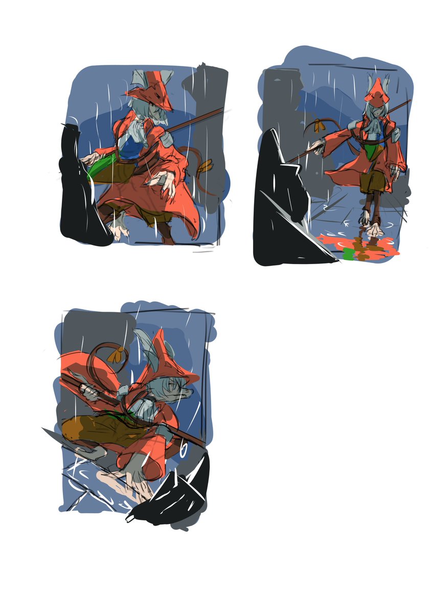 #イラスト夏合宿 
3週目 3日目
1日間あいちゃったけどとりあえずブルメシアとフライヤ姉さんの3つ描いてみた 