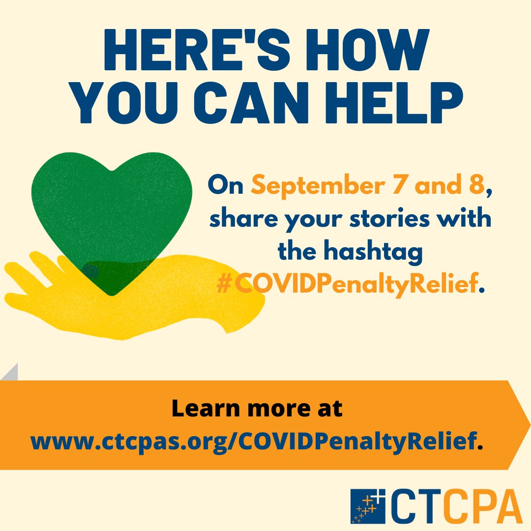 ConnecticutCPAs's tweet photo. @ConnecticutCPAs, we need your help TODAY and tomorrow, 9/7 and 9/8, to flood social media, the @IRStaxpros, @AICPA, and our members of #Congress why we need #COVIDPenaltyRelief. Find out more at https://t.co/23tKrbiCxm. #TransformWithCTCPA https://t.co/Bo6cGZObDi