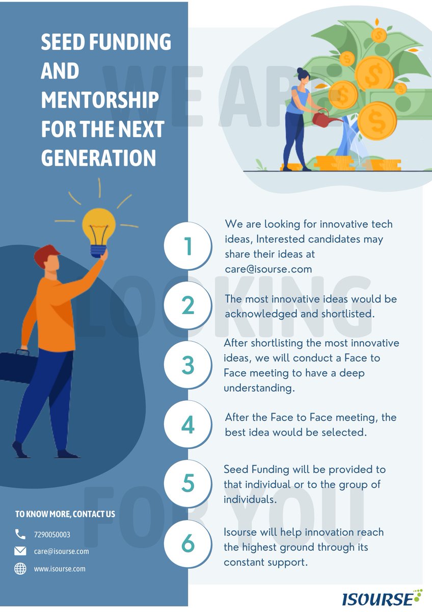 IsourseTech's tweet photo. #Isourse is extremely delighted to announce that we are looking for individuals and startups with some innovative tech ideas. We will provide our endless support and seed funding to the most unique ideas.

#funding #seedfunding #startup #startups #entrepreneurship #business https://t.co/B7cHPD8Tnw