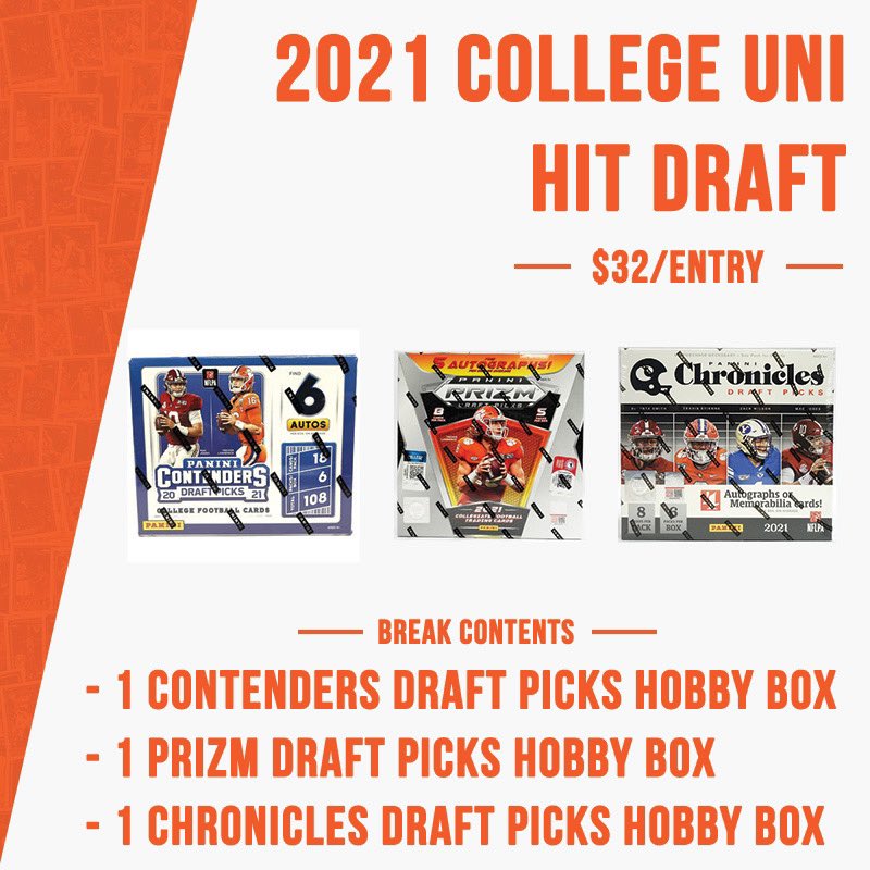 Good morning card collectors! Update on this weekend’s NFL Kickoff breaks @HobbyConnector @sports_sell:

DP Hit Draft Break: 6/24 filled, $32/entry 

2020 PYT: 18/31 filled (Chargers giveaway)

2021 Donruss PYT: 8/31 filled (Jaguars giveaway)

Join here: https://t.co/I73pYps2t0 https://t.co/qXEWUp5qgR