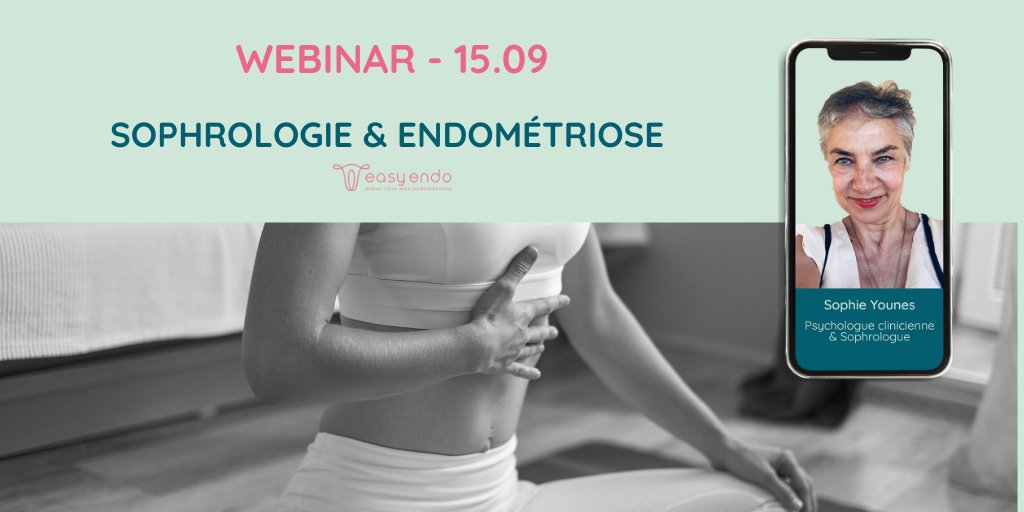 easyendo's tweet photo. Pour toutes vos questions sur les bénéfices de la #sophrologie sur l'#endometriose, rdv le 15 septembre à 19h pour un #live avec Sophie Younes, psychologue clinicienne &amp; sophrologue. 
Inscription sur https://t.co/ik01SrHITf https://t.co/PjNO3ZGjOg
