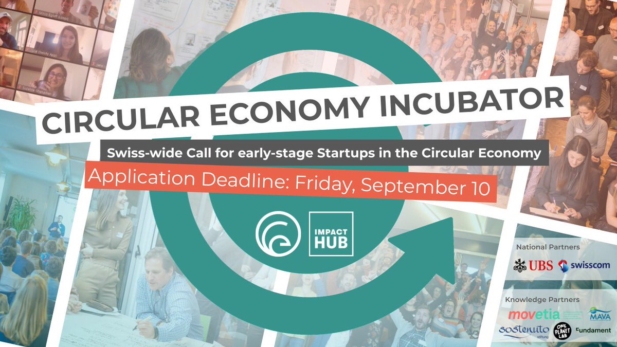 🚨Only 4 days left to apply for the CE Incubator 2021/2022 (Deadline: Sept 10)!🌱
If you have an idea or project on how to transform our resource-intensive economy into a resource-light &amp; circular economy, you have until Friday to submit your project!
► cetransition.ch/en/circular-ec…