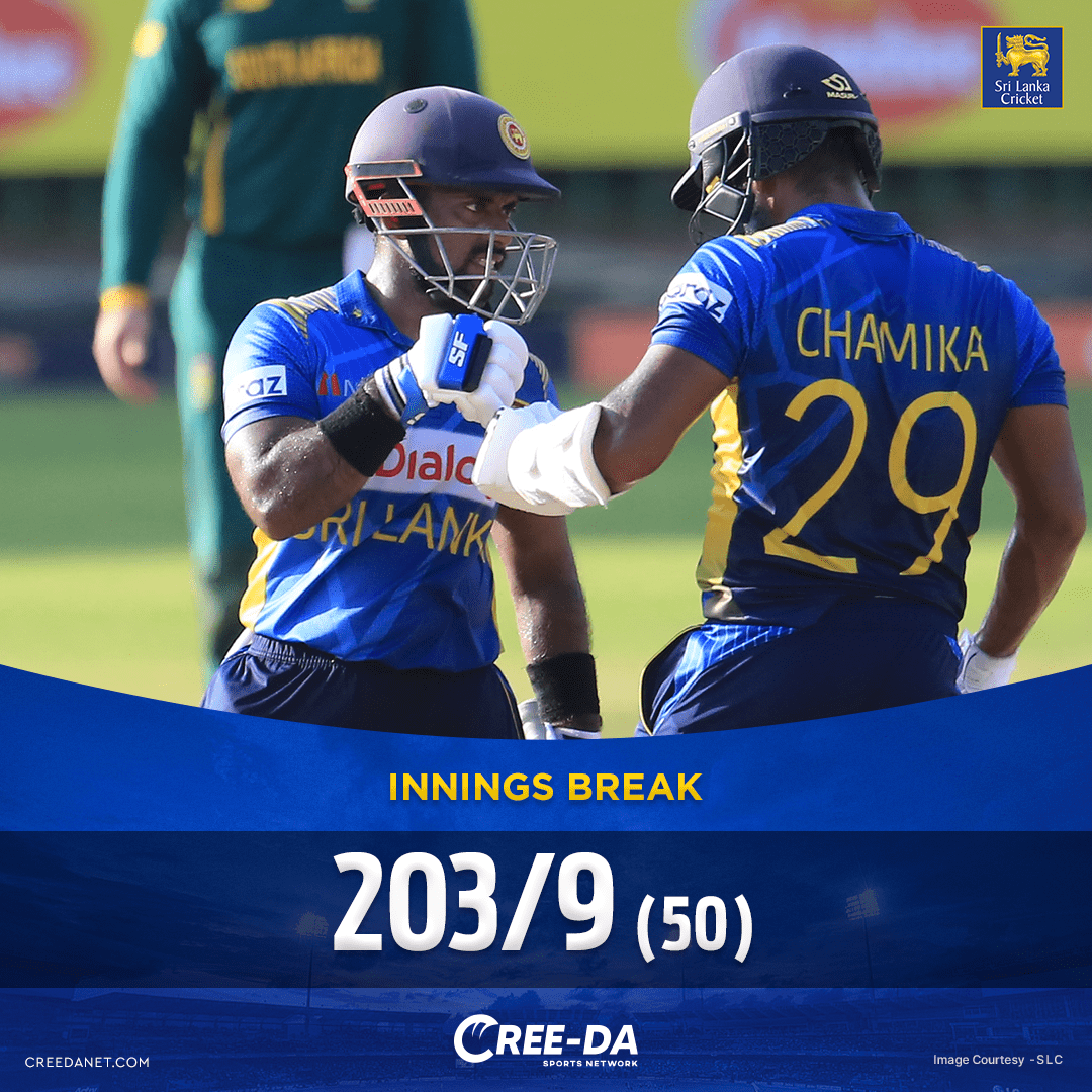 CreedaNetwork's tweet photo. Charith and tailenders led Sri Lanka to a decent and defendable Target. ✅🏏

#Creedanet #Cricket #SAvsSL2021 https://t.co/rNuOWD9JQo