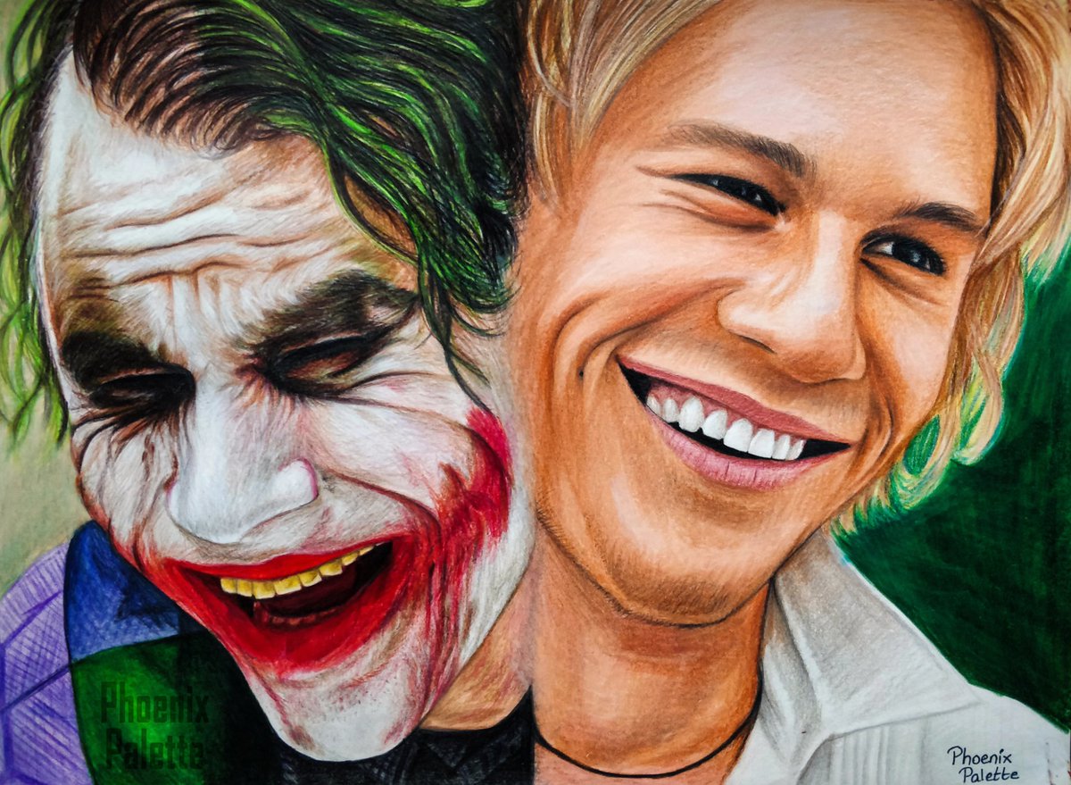 Phoenixpalette1's tweet photo. And...Here... We...Go..... 
Same Person, Different Emotions!
#HeathLedger #TheJoker

Timelapse of this Drawing ⬇️
https://t.co/R2N3rpXi53 
 
#Jokerit #ArtistOnTwitter #artshare #Batman #DCFanDome #FANART #dccomics #phoenixpalette #artwork https://t.co/xZJOj6Jusv