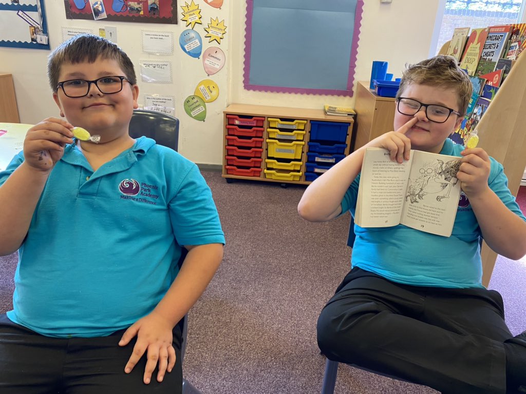 PhoenixHousePRU's tweet photo. Today we continued reading our #ClassReader, Dirty Bertie (Bogeys!) In the story, during the school trip, the pupils ate lemon sherbets on the bus… and look what Miss B found in her coat pocket! What a coincidence😜 10/10 for entertainment from Tokyo Class! #ThisisAP https://t.co/zvJeTv0muD
