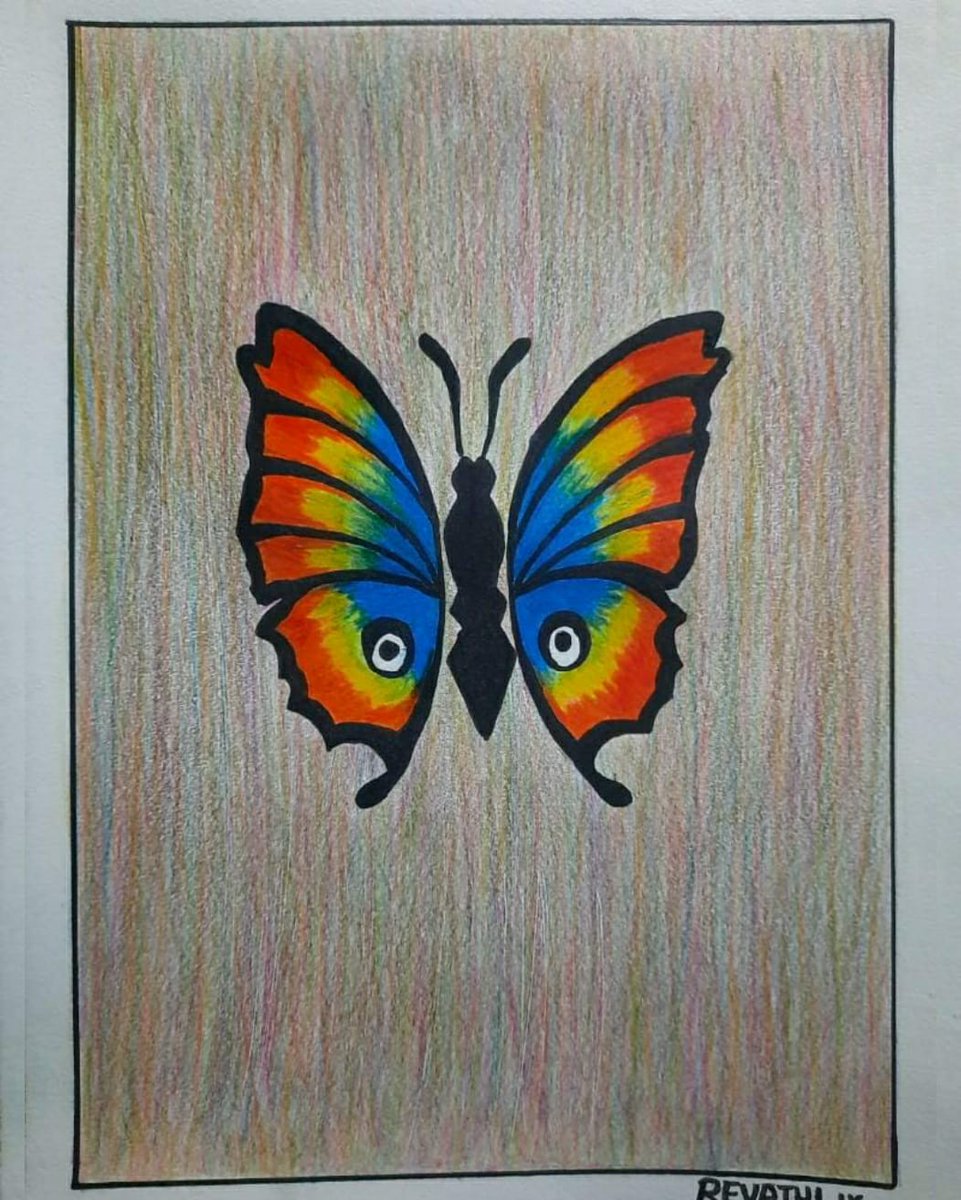 A wonderful colour art by our student Revathi HC - Animation prime #art #colour #color #colorart #colourart #sketch #sketching #butterfly #vibrant #vibrantart