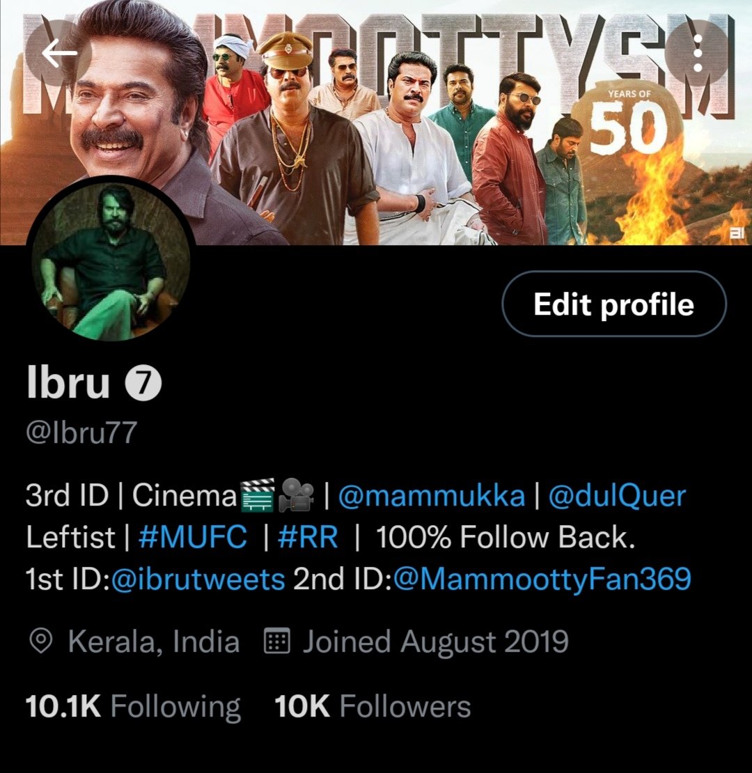 Ibru77's tweet photo. Happy To Reach 10k Followers On The Occasion Of @mammukka's 70th Birthday !!

Thank You All ❤️💯

#HappyBirthdayMammukka

#Mammootty #BheeshmaParvam https://t.co/J2RUT31uMT