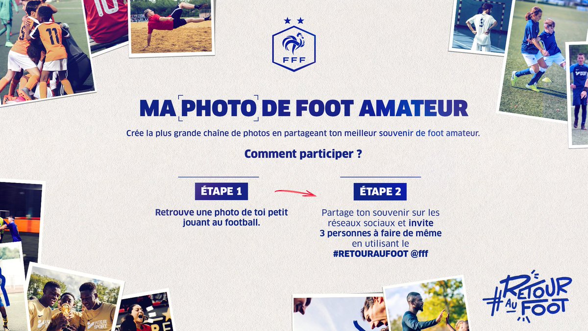𝙈𝙖 𝙥𝙝𝙤𝙩𝙤 𝙙𝙚 𝙛𝙤𝙤𝙩 𝙖𝙢𝙖𝙩𝙚𝙪𝙧
➡️ Retrouve une photo de toi étant petit en Club
➡️ Partage ta photo et invite 3 personnes à faire de même en utilisant le #RetourAuFoot et @fff