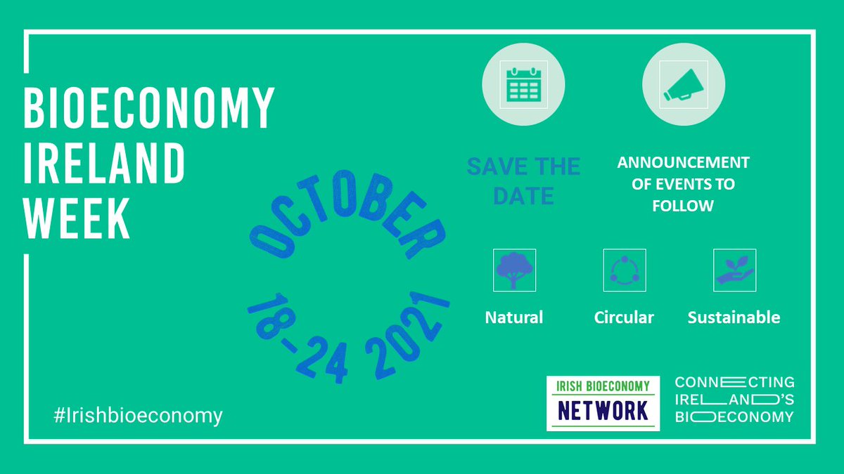 We're getting excited about Bioeconomy Ireland Week on 18th to 24th October! For information on events please go to irishbioeconomy.ucd.ie/biw/     @agriculture_ie @Dept_ECC @merrionstreet @BiOrbic_centre @IrishBioeconomy
@CBC_SW @CircBio  @ruralnetwork  #irishbioeconomy