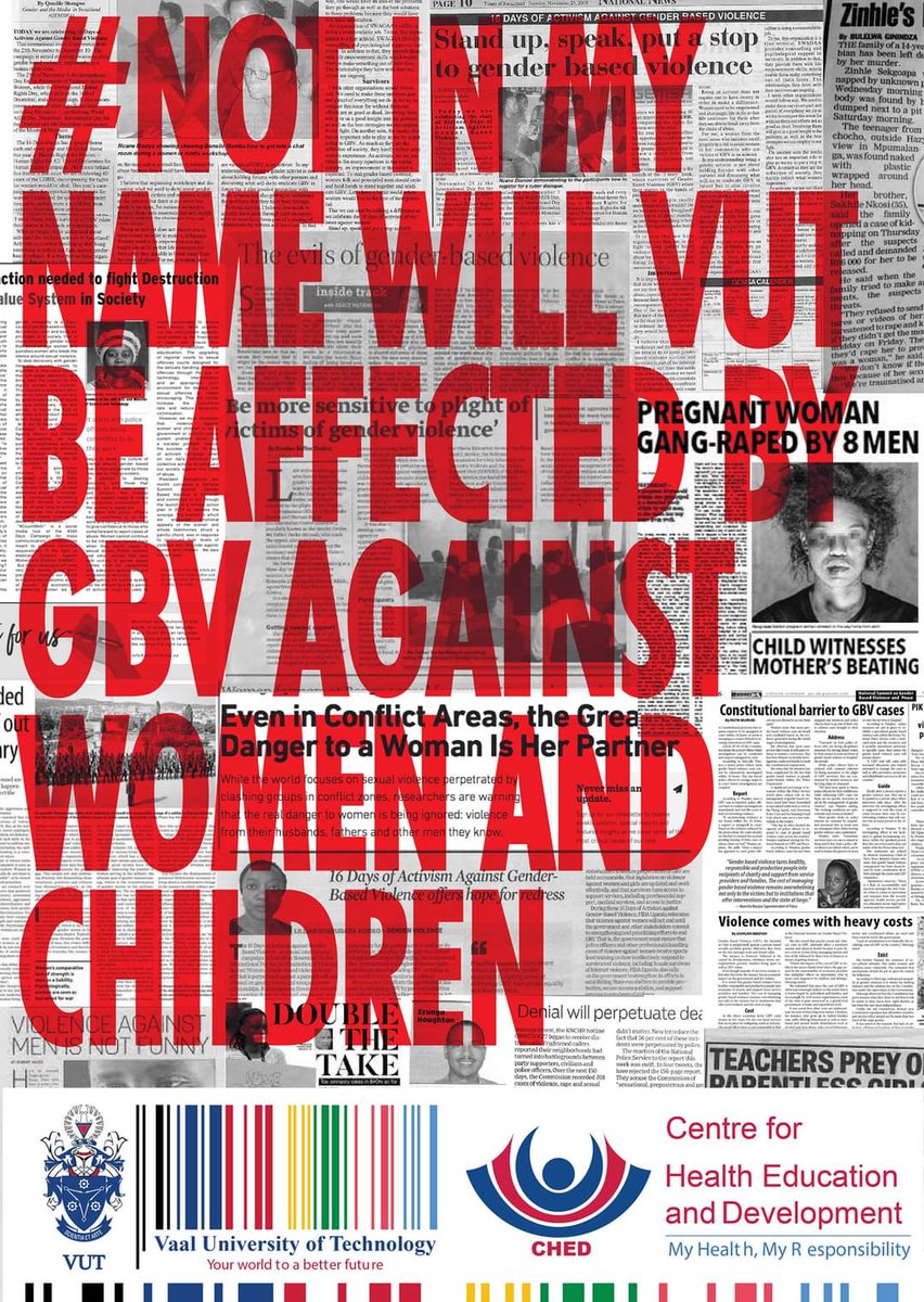 ChedVut's tweet photo. #NOT IN MY NAME WILL VUT BE AFFECTED BY GBV AGAINST WOMEN AND CHILDREN 

#vutched #vut #NoToGBV https://t.co/1SZ5U4Zupn