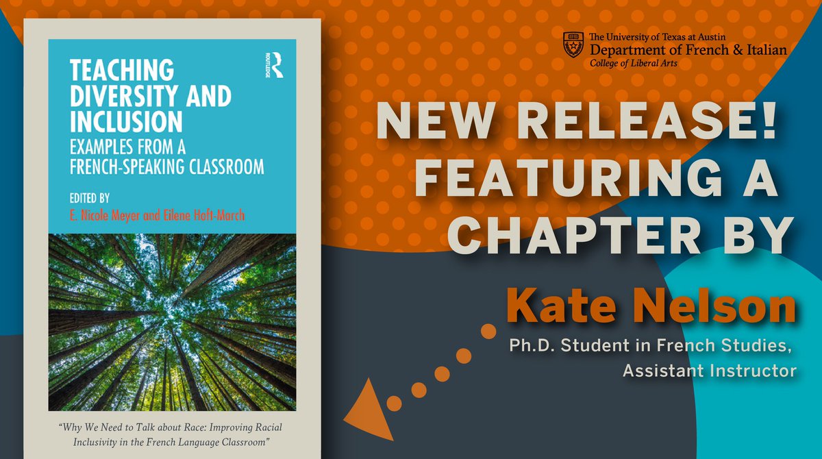 📚'Teaching Diversity & Inclusion: Examples from a French-Speaking Classroom'

🇫🇷Chapter 4 'Why We Need to Talk about Race: Improving Racial Inclusivity in the French Language Classroom'

🎉by Kate Nelson (#FrenchStudies #PhDStudent, Assistant Instructor)

bit.ly/katechapter