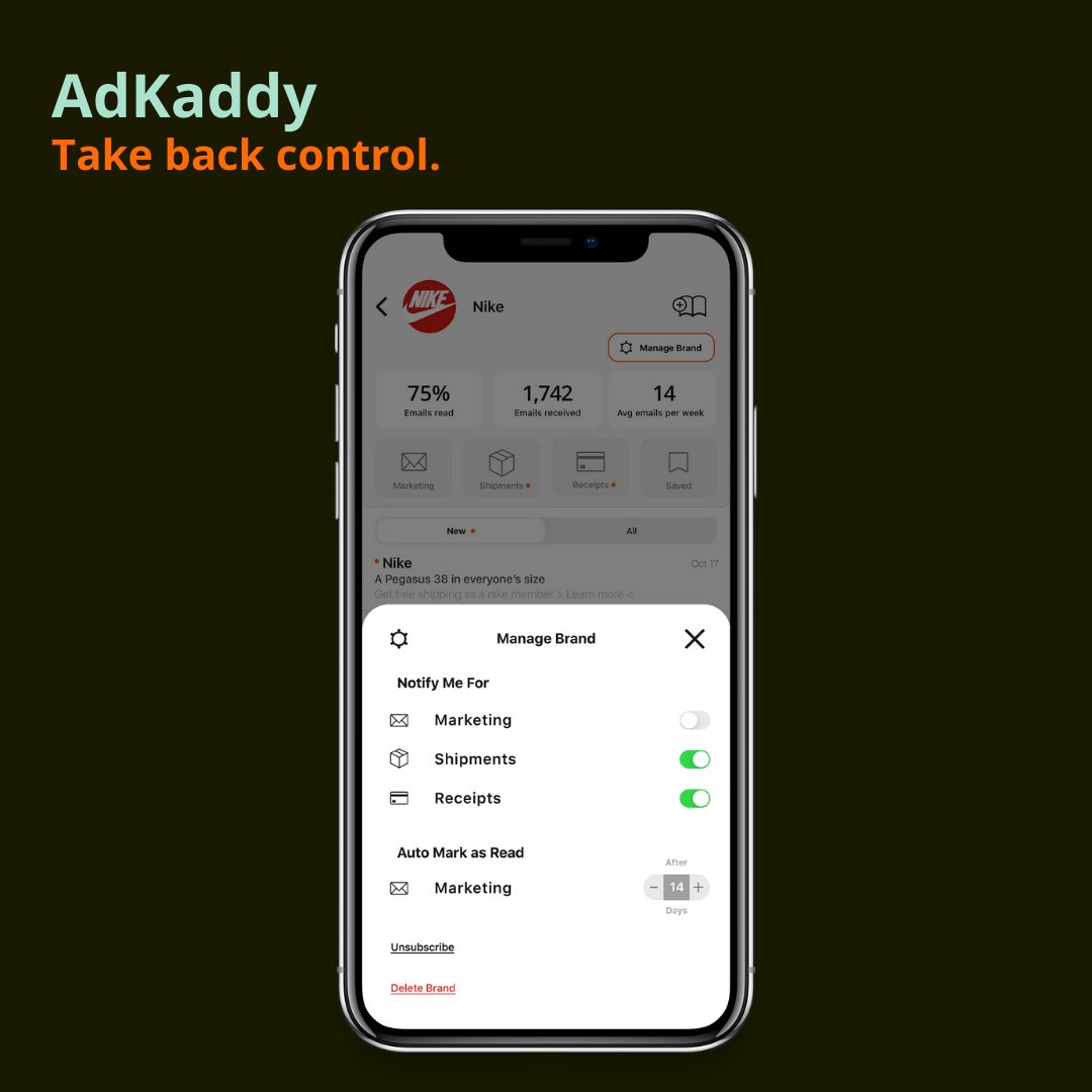 AdKaddy's tweet image. .@AdKaddy puts you back in control of your personal inbox by managing all brand communications

#adkaddy #consumerlife #onlineshopping
#brandmanagement #organization #organizemyinbox
#inboxclarity #takebackcontrol #retail #discounts