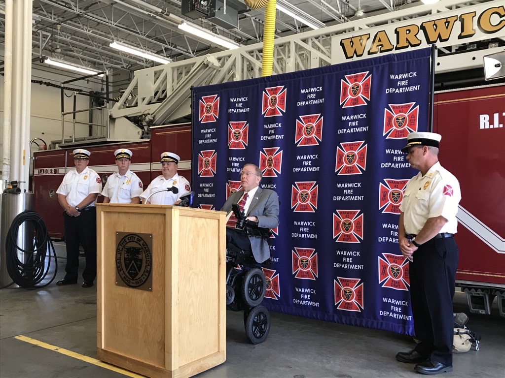 Great to be with the Warwick Fire Department this morning to celebrate their $1M grant win!
 
This funding from @FEMA is helping to purchase a new ladder truck and portable radio equipment to modernize the fleet and protect Warwick's firefighters.