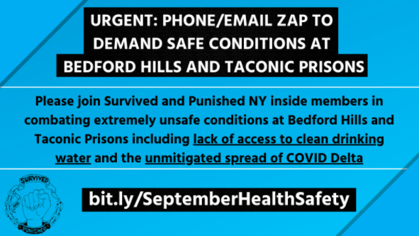 survivepunishNY's tweet photo. 📢 PLEASE BOOST📢
S&amp;P NY condemns Bedford &amp; Taconic prisons for forcing incarcerated folks to drink toxic water. After a week of tap water being undrinkable, the prisons are still refusing to distribute bottled water &amp; blocking folks from sending water in. https://t.co/d2IjQvwTk4 https://t.co/3XGvjKesa2