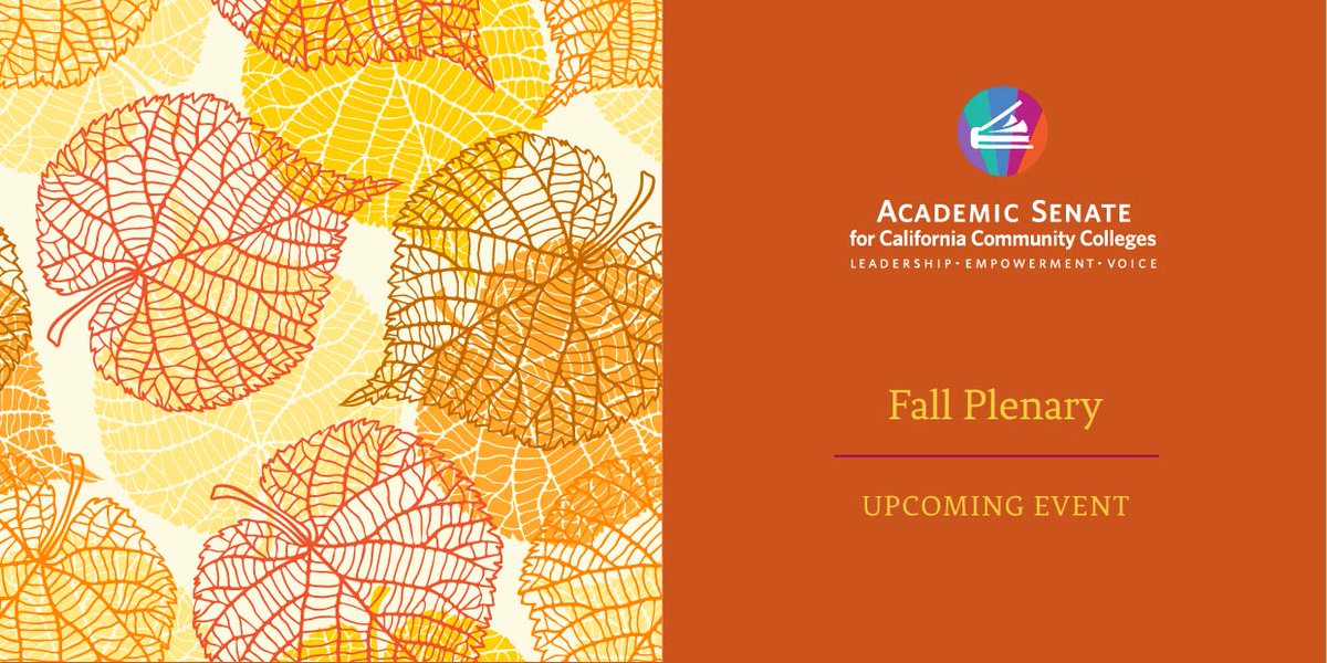 ASCCCNews's tweet photo. Fall Plenary Registration is LIVE! The 2021 Fall Plenary Session will be the first hybrid event on November 4-6, 2021! We look forward to providing a dynamic and engaging event. Register HERE: https://t.co/CBed0QxbDo #asccc https://t.co/AvqoLpOfq8