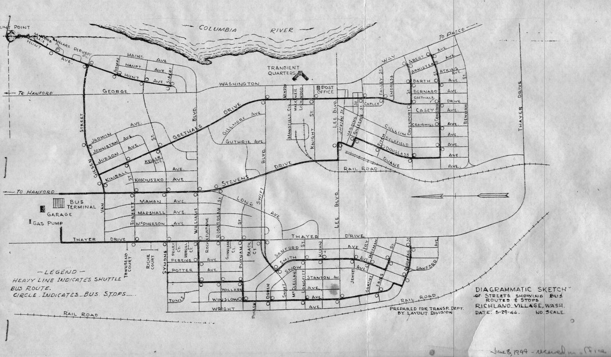 1944 map of Richland area in Washington State