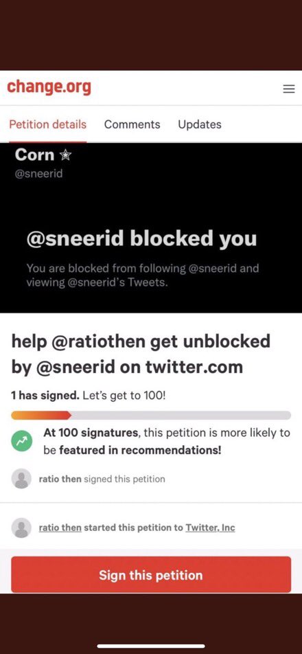 uvrrays's tweet image. ain’t no way mf made a whole ass petition to get unblocked by Corn 😭