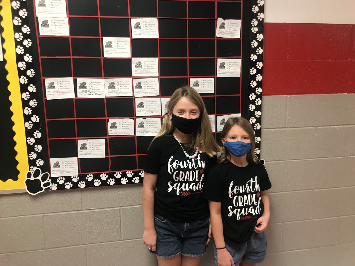 Maddie and Sophia have their PAWS up this morning for earning a PAWS-itive ticket by demonstrating responsibility!  It's a great day to be a Bulldog!  
#bulldogsofEC