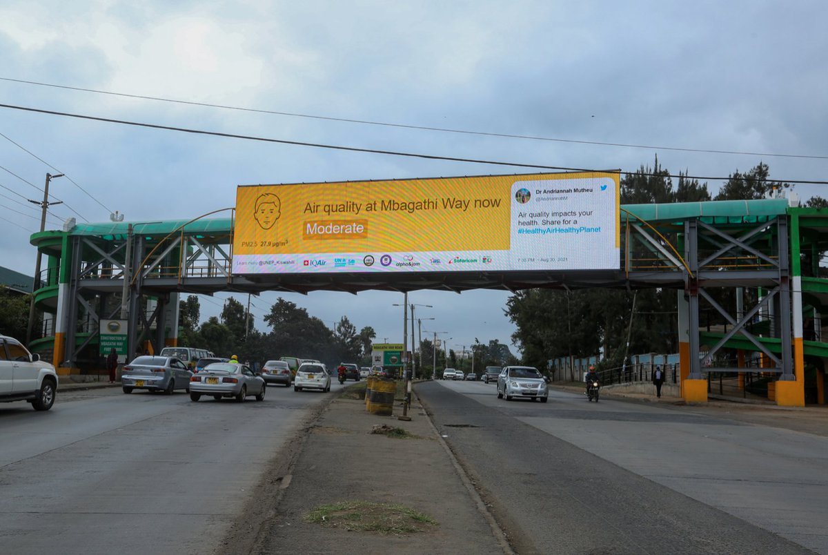 Urban Pathways is celebrating the International Day of Clear Air for blue skies in Nairobi. Low Carbon Mobility for Better Air Quality. Billboards live streaming the city’s real-time air pollution.  #HealthyAirHealthyPlanet @wupperinst @unenvironment <a href="/iki_bmub/">Ano Nym</a> <a href="/SafaricomPLC/">Safaricom PLC</a>