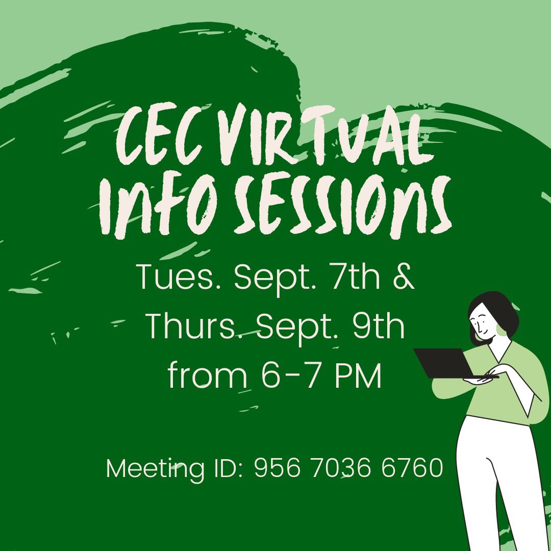 UTCEC's tweet photo. TODAY is the day! Come to one (or both) of our info sessions at 6 PM to talk to our project leads about the CEC, and how you can get involved! https://t.co/MPBilMZsGX