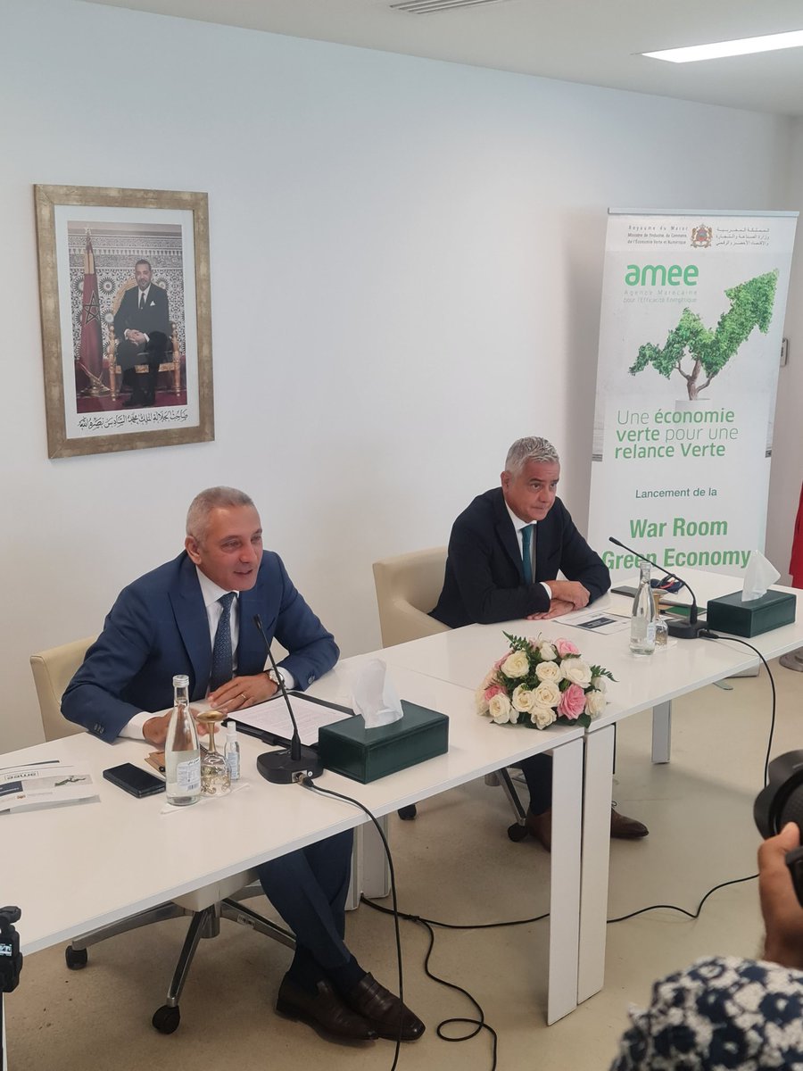 AMEEOFFICIEL's tweet photo. Le Ministre de l’#Industrie, du #Commerce et de l’#Économie_Verte et #Numérique, @MyHafidElalamy, en partenariat avec l’#AMEE, inaugure le 7 septembre une "#War_Room Green Economy"  multipartite, pour la promotion des #projets_verts. https://t.co/kFru4MDnLN