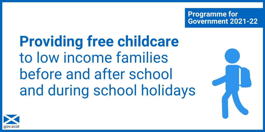 By the end of this Parliament, we will: 🔹 Build a new system of wrap around childcare for school age children 🔹 Begin to expand free early learning and childcare to 1 and 2 year-olds, starting with those in low income households #ScotPfG