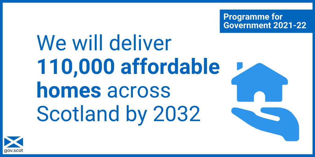 We want to ensure everyone has a safe, warm place to call home. To help do this, we will: 🔹 Deliver 110,000 affordable homes across Scotland by 2032 🔹 Invest an additional £50 million to tackle homelessness and rough sleeping #ScotPfG