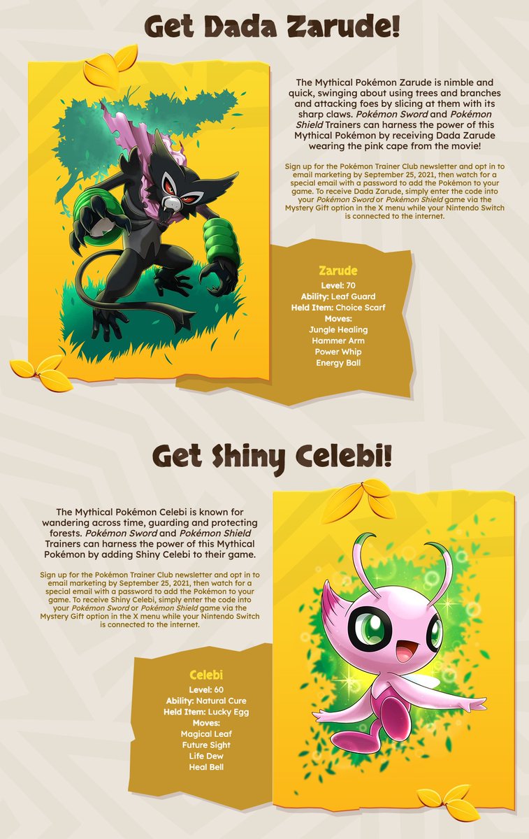 Pokémon Sword & Shield Shiny Celebi, Dada Zarude Codes Coming Soon