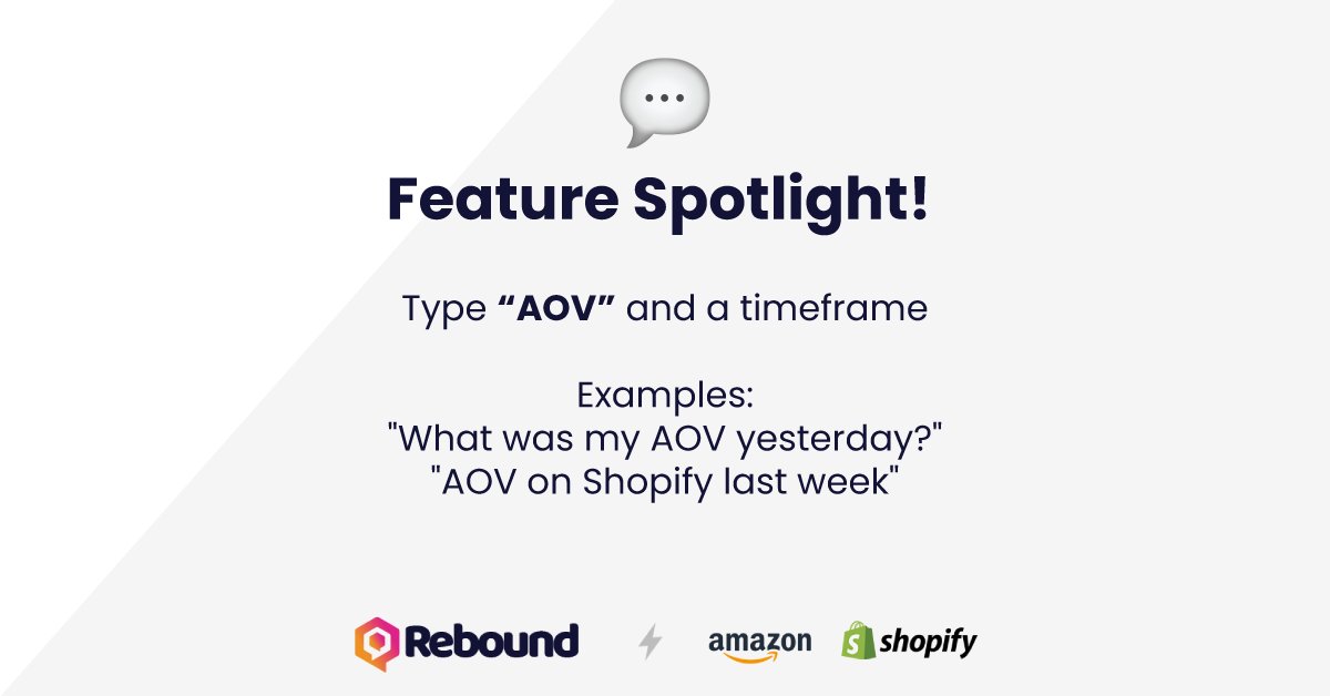 🛒 Average Order Value (AOV)

All you have to do is connect your seller accounts, ask questions via text message and you will get instant answers, alerts and insights for your business!

#ai #shopify #amazonseller #sellerdata #ecommerce #ecommercetips