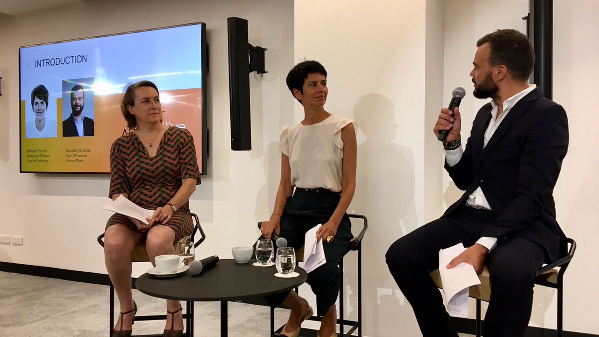 Ce matin, lancement d'#ADPositive, le cercle de réflexion du droit au coeur de l'#EconomiePositive d'<a href="/AugustDebouzy/">August Debouzy Avocats</a> avec <a href="/MahastiRazavi/">Mahasti Razavi</a>, <a href="/nnarcisse/">Nicolas Narcisse</a> et une invitée d'honneur <a href="/ddamarzit/">Delphine d'Amarzit</a> pour parler indices #ESG et #CapitalismeResponsable