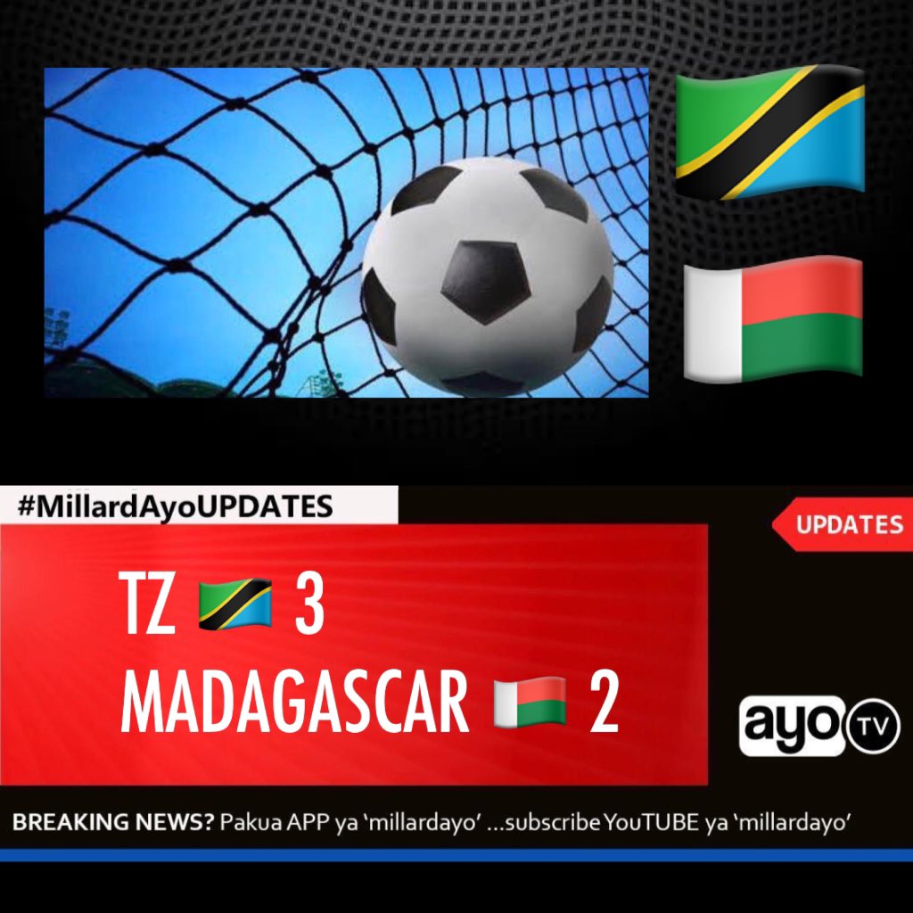 millardayo's tweet photo. 67’ Tanzania 3-2 Madagascar (Nyoni 1’P Novatus 26’ Feisal 52’) (Rakotohoharimala 36’ Fontaine 45’1’ #WCQ #MillardAyoSPORTS https://t.co/OdlG5fkubb