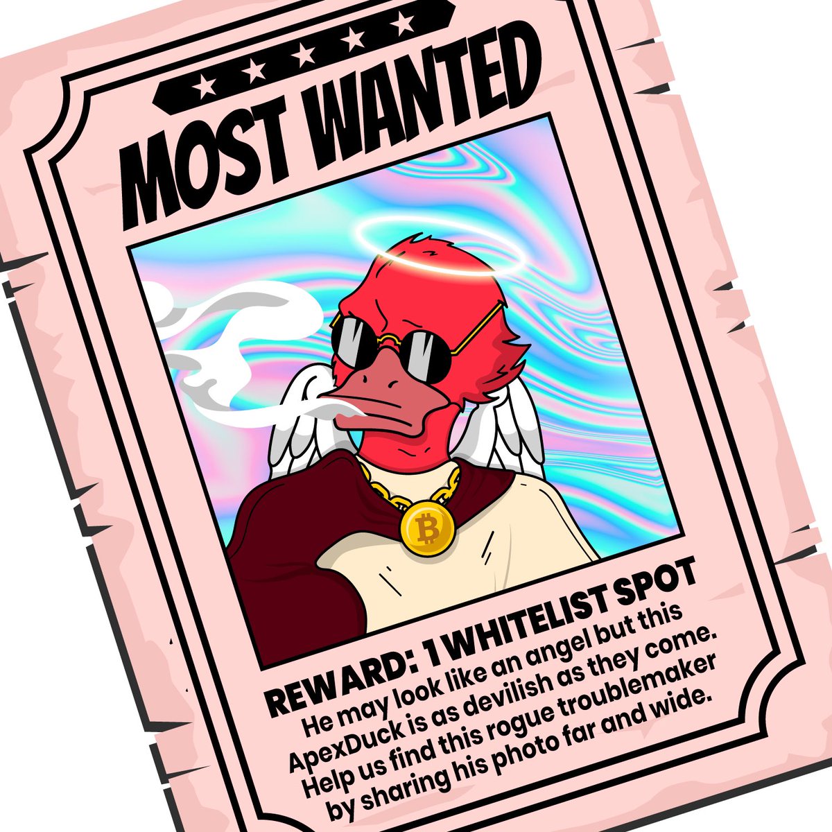We have a ROGUE APEX DUCK on our hands!

Share his image everywhere so people know to look out for him;he’s not as angelic as he looks!

We’ll award 1 #Whitelist spot to someone who:
1️⃣Likes this post
2️⃣Shares this post

Make sure to join our #NFTCommunity
discord.gg/ApexDucks