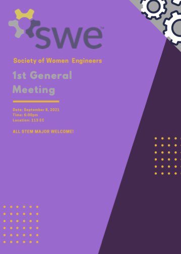 TAMUK SWE (@tamukswe) on Twitter photo Come meet SWE! Our first general meeting is Wednesday, September 8th at 6:30 pm Engineering complex Rm 113! Message us to join our GroupMe!
All engineering majors are welcome!
Men and women are welcomed and encouraged to join! Come be an ally for women engineers! <a href="/TAMUKEngineer/">TAMUK College of Engineering</a> Come meet SWE! Our first general meeting is Wednesday, September 8th at 6:30 pm Engineering complex Rm 113! Message us to join our GroupMe!
All engineering majors are welcome!
Men and women are welcomed and encouraged to join! Come be an ally for women engineers! <a href="/TAMUKEngineer/">TAMUK College of Engineering</a>