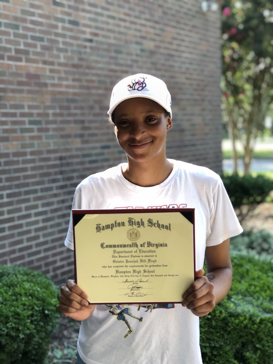 HCS_HAALC's tweet photo. Congratulations, Onistee! Way to get that diploma! #WeAreHCS @HamptonCSchools https://t.co/2wxgphdfIt