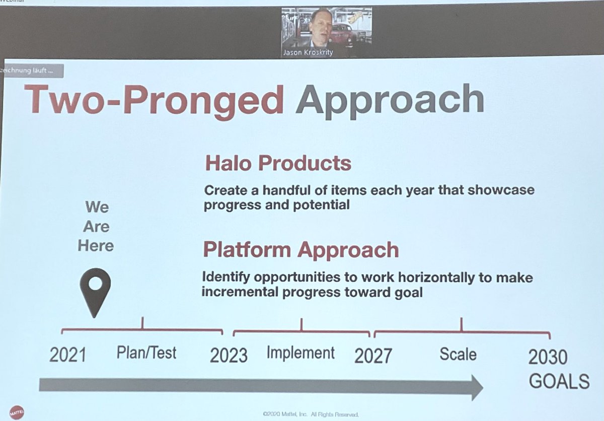 HaraldKaeb's tweet photo. More highlights at #biotoy conference in the last session of day 1: Jason Kroskrity, Director of Sust. Dev., Chemicals & Materials introduces the @Mattel vision and progress towards sustainability. Very reasonable strategic approach. Learn improve expand… https://t.co/QZK2OUkDM3