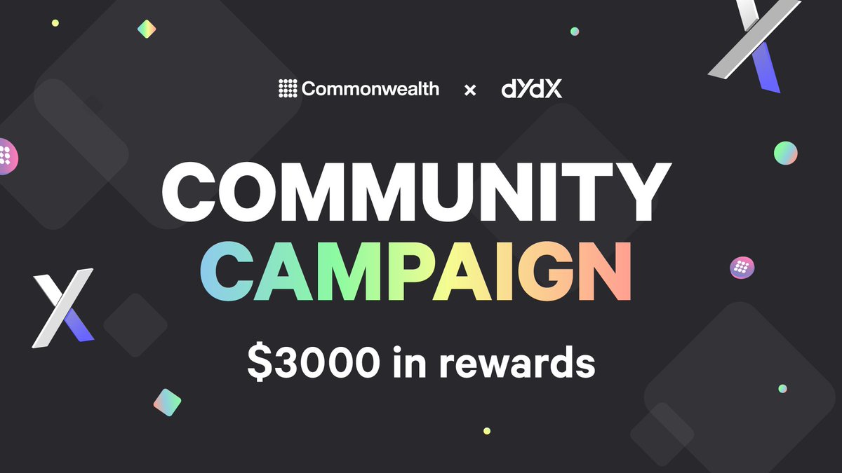 commondotxyz's tweet photo. Anyone looking for good #rewards?🎉
Join our first #community event to celebrate our partnership with @dydxprotocol!
Several competitions are available for a $3000 prize pool ✨
👉Like &amp; Retweet
👉 Register here https://t.co/EcqPmXVxuc
#giveaway #community #DAOs #governance https://t.co/n0ndj2ILjj
